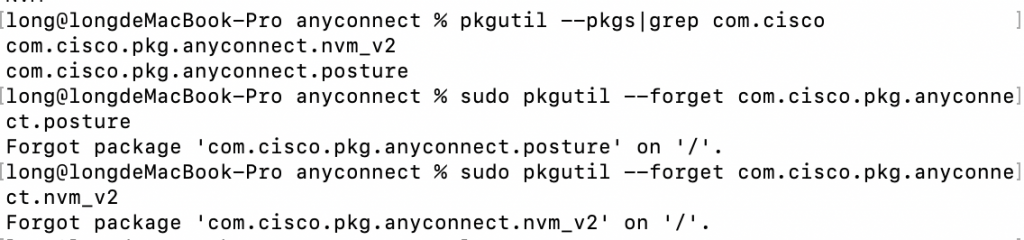 mac卸载Cisco AnyConnect Client