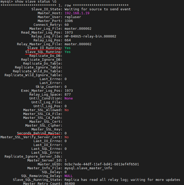 Mysql 一主一从配置