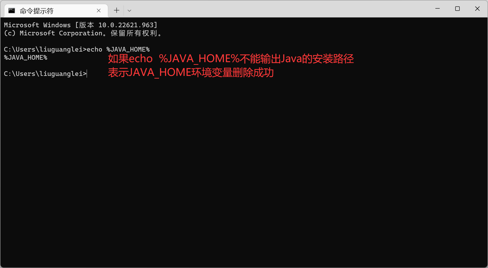 验证删除Java8的JAVA_HOME环境变量配置