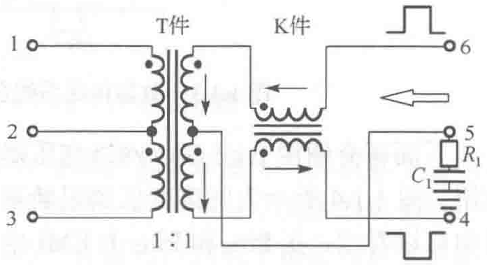 T件+K件网络变压器信号传输示意图(图源：书籍《网络变压器》)