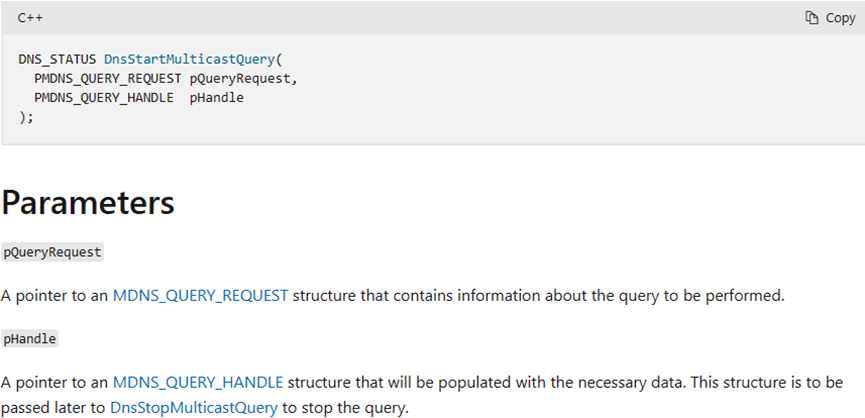 Windows下mDNS查询API—DnsStartMulticastQuery/DnsStopMulticastQuery的使用