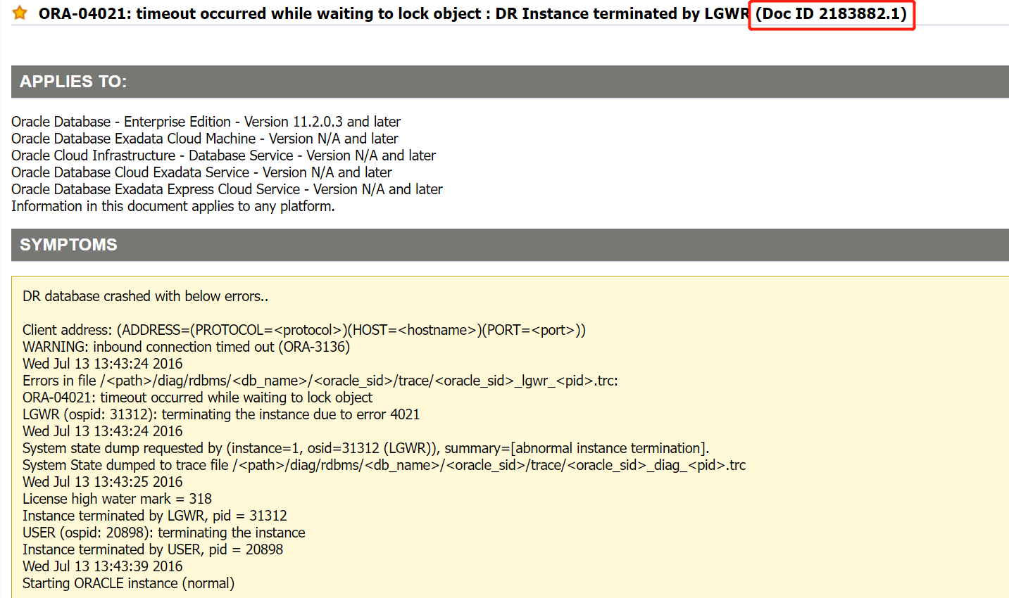 ORA04021 timeout occurred while waiting to lock object 钱若梨花落 博客园