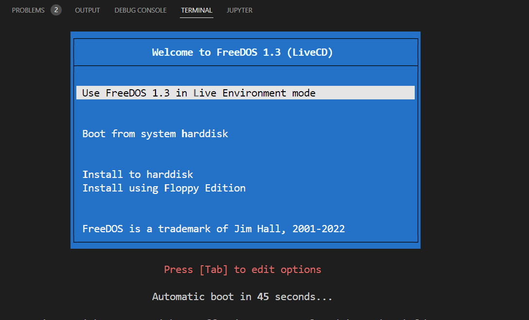 FreeDOS系统启动