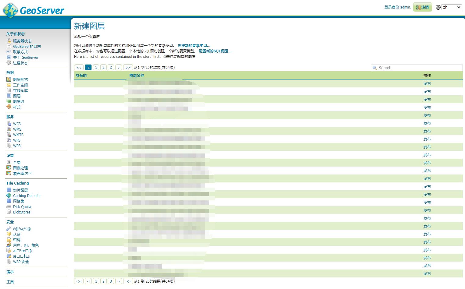 postgis仓库创建成功页面