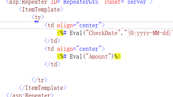 aspx.cs  将datatable表格显示在前端页面