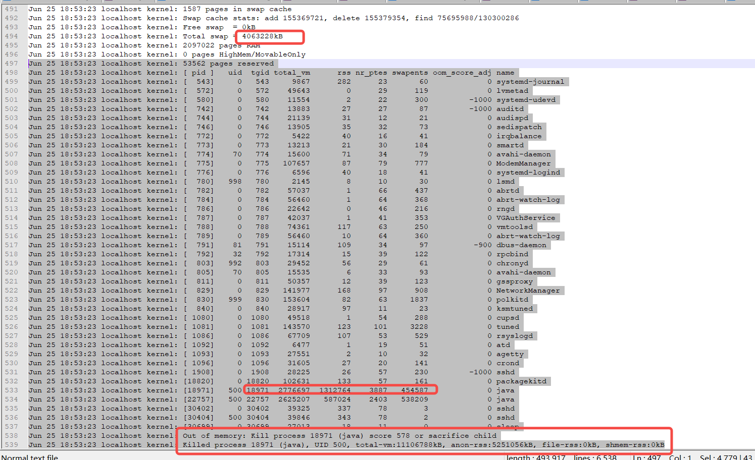 out of memory condition detected kill process