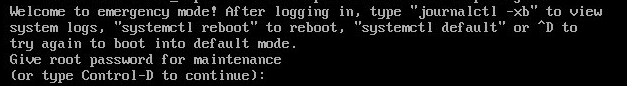 Give root password for maintenance or type control d to continue что делать