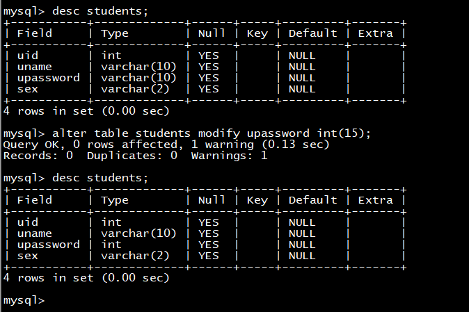 MYSQL基础知识之DDL语句