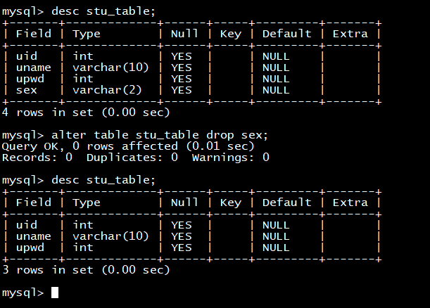 MYSQL基础知识之DDL语句