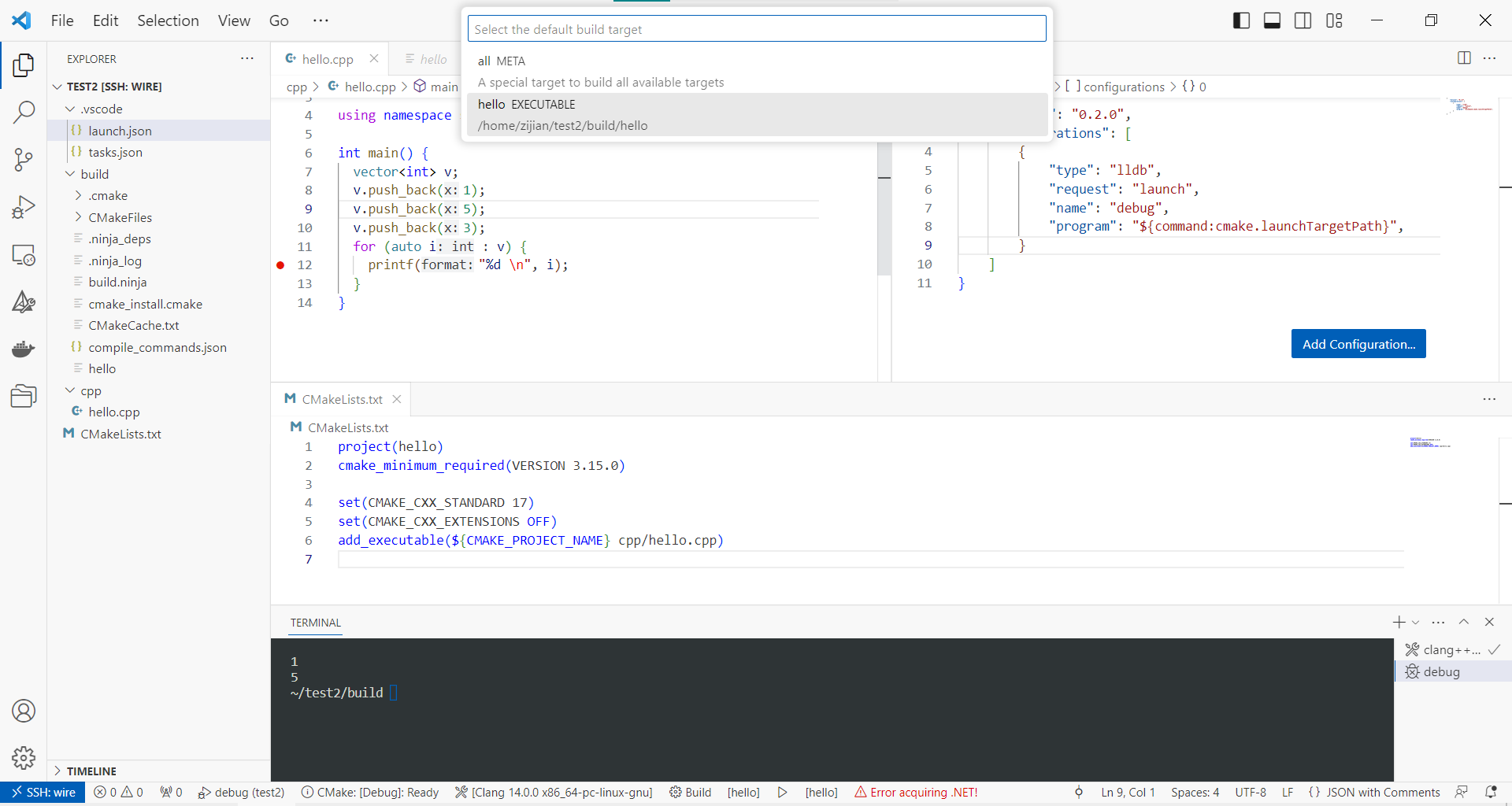 VSCode C++开发环境配置：CMake 调试配置 launch.json