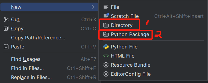 PyCharm中New Directory 和 New Python Package的区别
