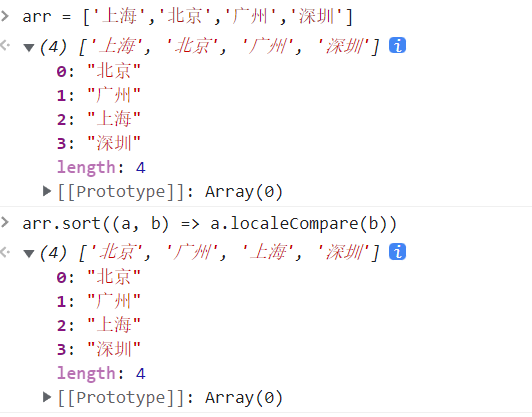 JS sort localeCompare 