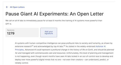 马斯克等超1200人联名公开信呼吁：停止训练更强大的AI，这背后原因发人深省，该给ChatGPT泼冷水了