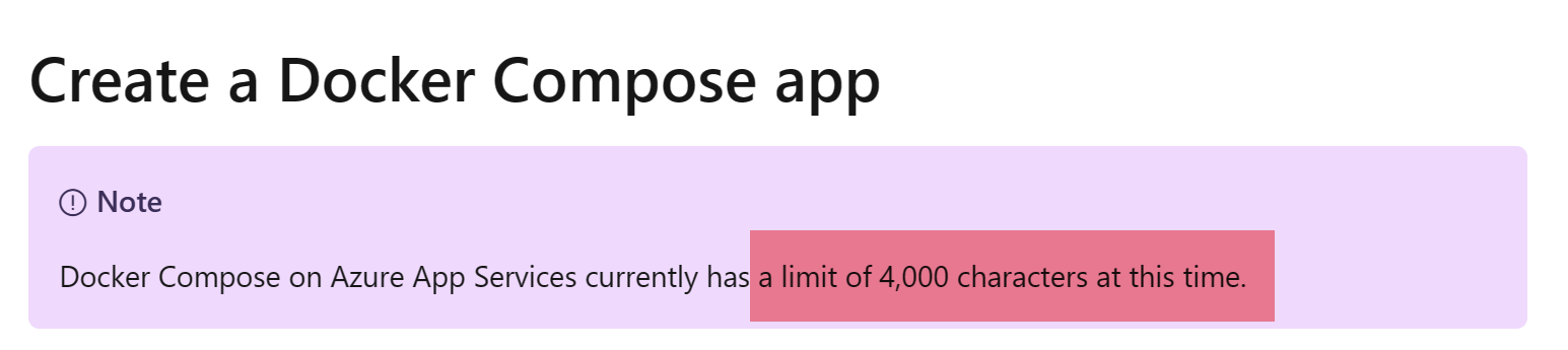 【Azure 应用服务】使用Docker Compose创建App Service遇见”Linux Version is too long. It cannot be more than 4000 characters”错误
