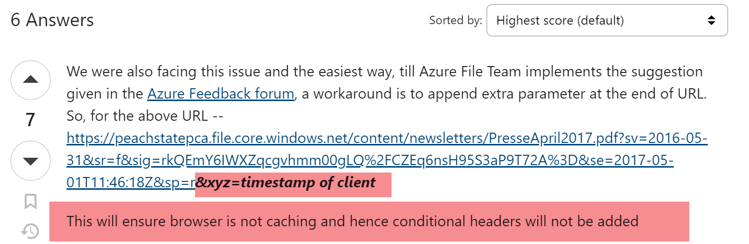 【Azure 存储服务】访问Azure Blob File遇见400-Condition Headers not support错误的解决之路