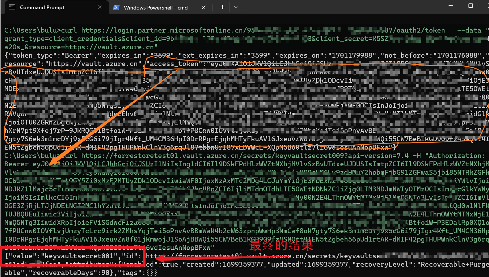 【Azure Key Vault】使用Azure CLI获取Key Vault 机密遇见问题后使用curl命令来获取机密内容