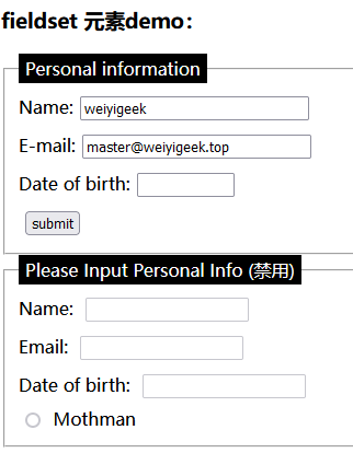 WeiyiGeek.fieldset与legend元素示例图