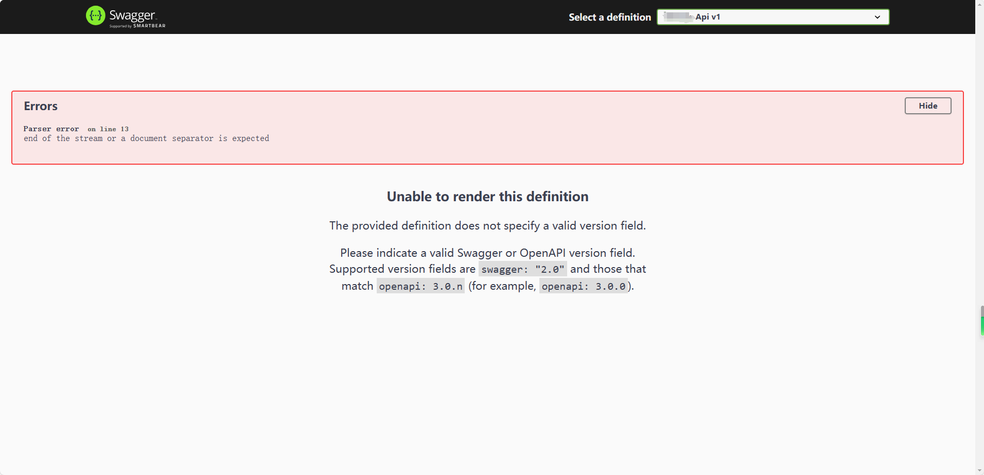 Swagger Unable To Render This Definition 0Behavior 