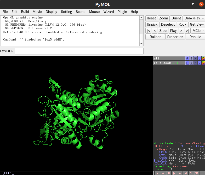 在Linux上安装和使用免费版本的PyMol