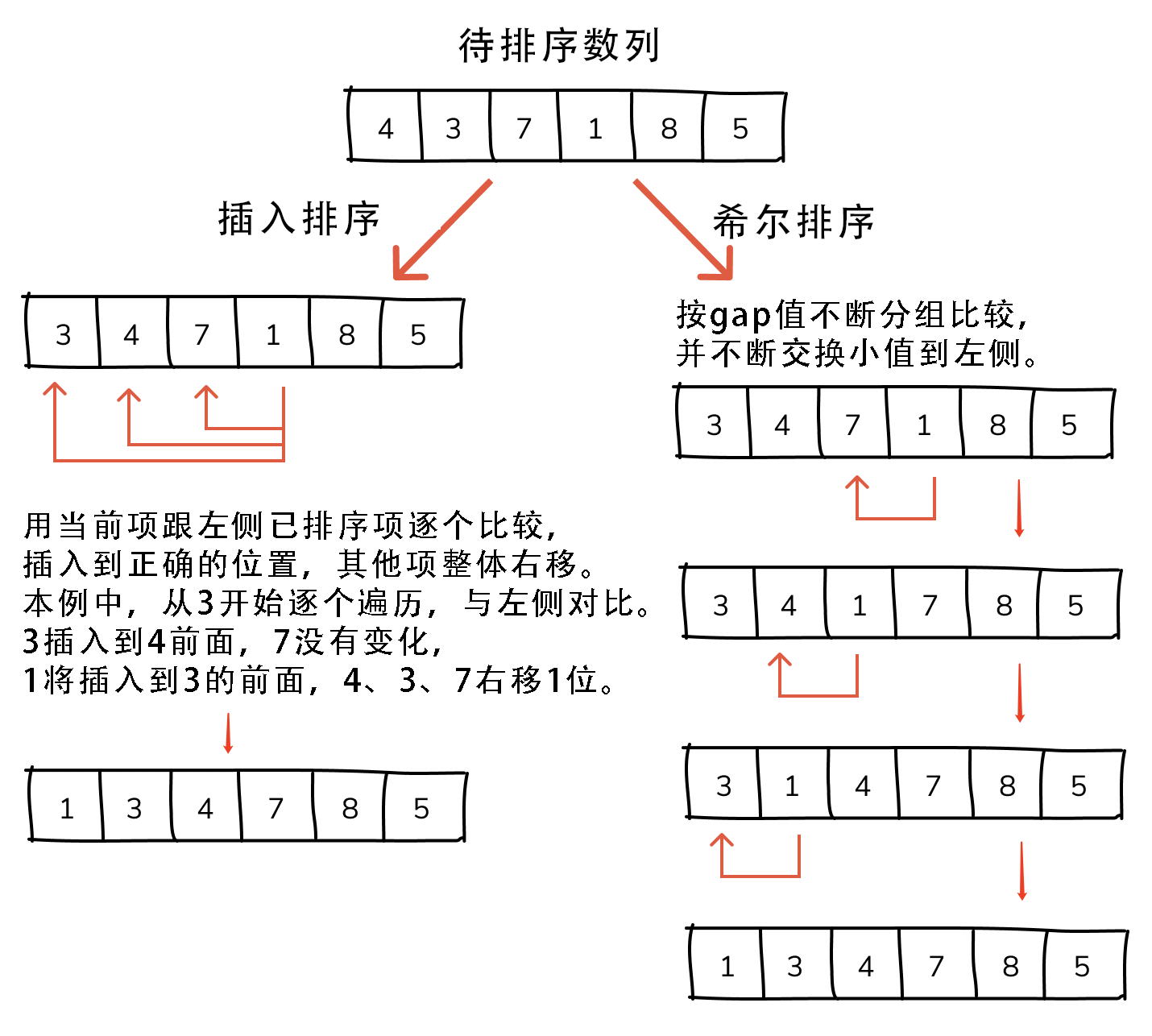 【希尔排序ShellSort算法详解】Java/Go/Python/JS/C不同语言实现