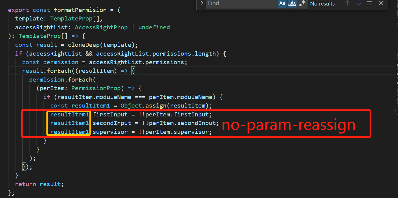 assignment to function parameter 'params' no param reassign