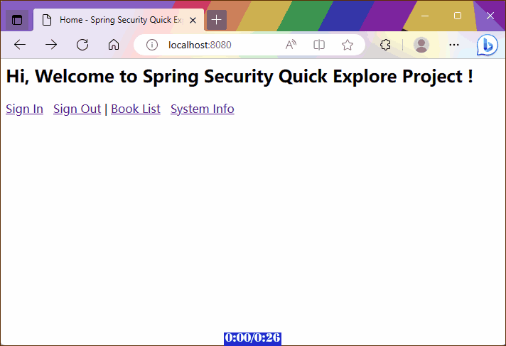 SpringSecurity快速体验样例截屏动图