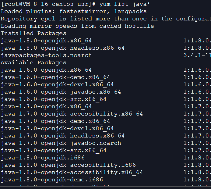 yum list java*(无说明) yum list java*(无说明)