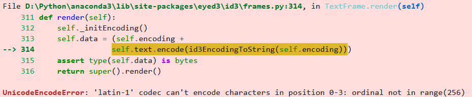 eyeD3 UnicodeEncodeError
