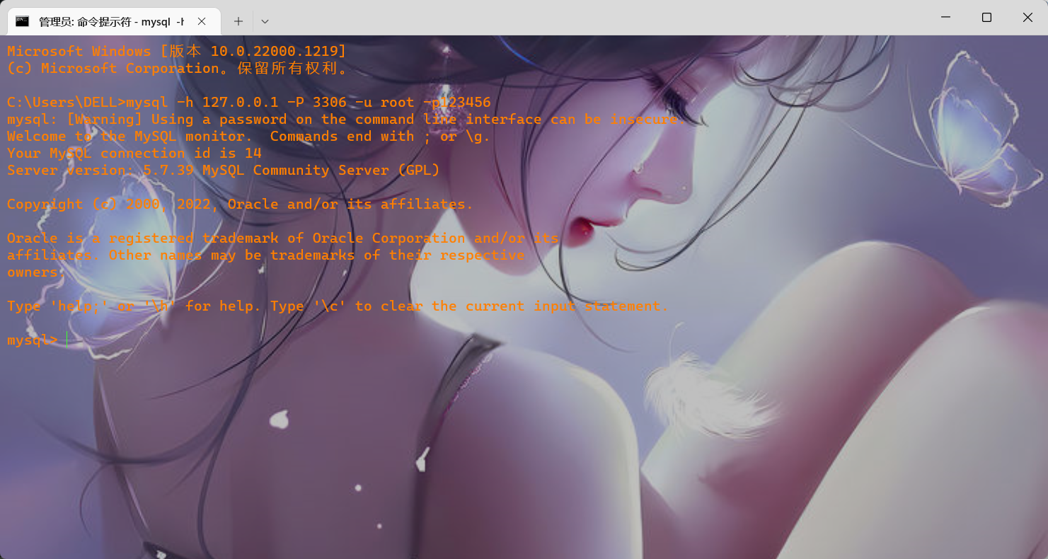 完整命令登录MySQL终端