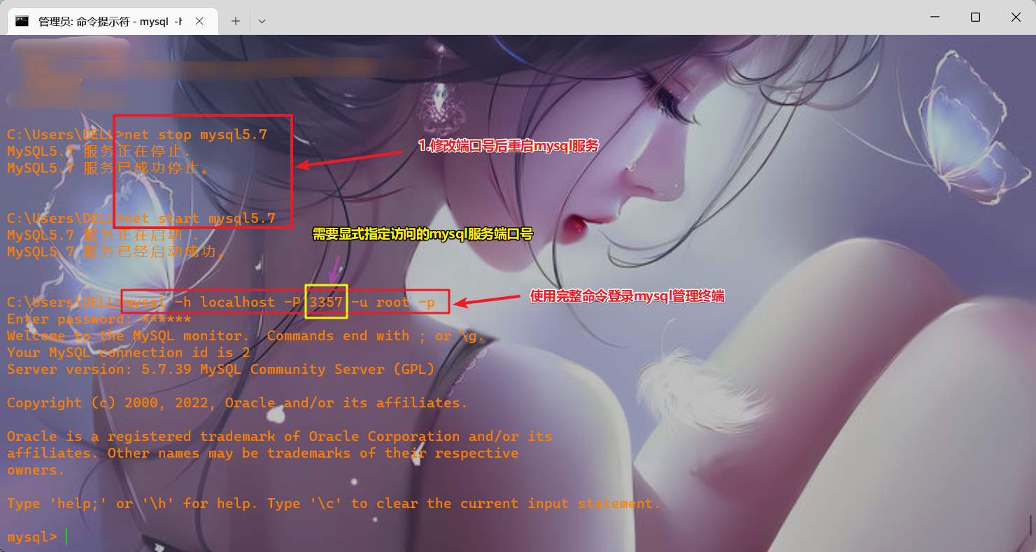 完整命令登录MySQL终端2