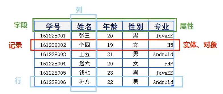 表、记录、字段的关系图