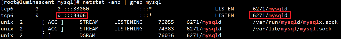 netstat查看mysql服务