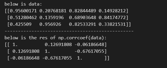 numpy中计算相关系数的np.corrcoef