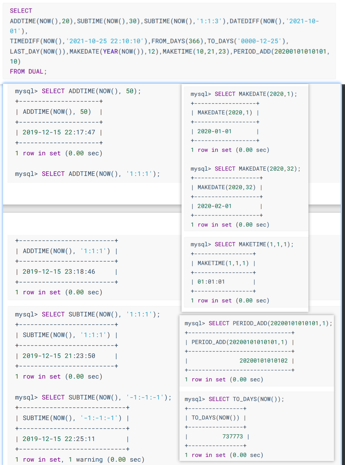 计算日期和时间的函数-第二组-举例