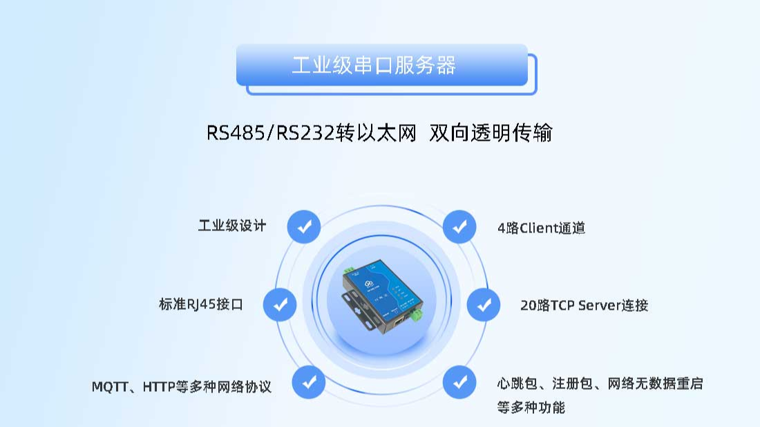 华普物联RS485/RS232双串口服务器 转以太网串口 RJ45  河南华普 HPIOT