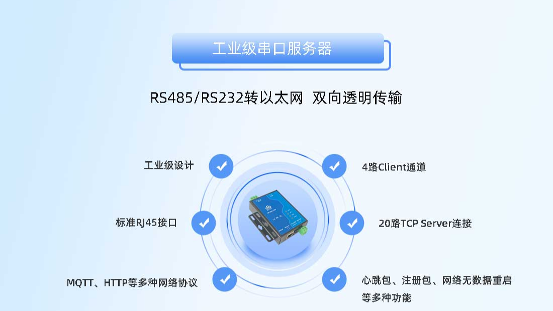 华普物联RS485/RS232双串口服务器 转以太网串口 RJ45  河南华普 HPIOT