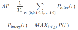 PASCAL论文给出的11点计算AP公式