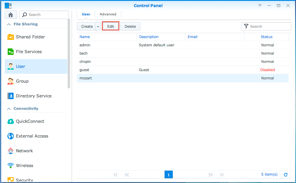 群晖 Synology 编辑用户权限