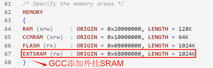 GCC添加外挂SRAM