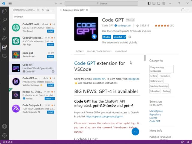 在 VS Code 中安装和使用 CodeGPT (2023)