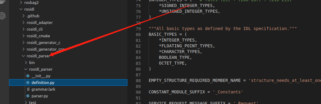 The reason is defined in rosidl_parser