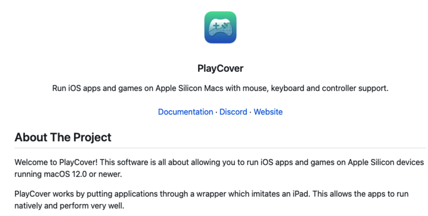 playCover 官方网站截图