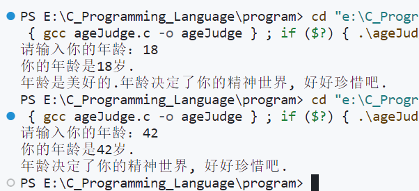 运行结果,ageJudge