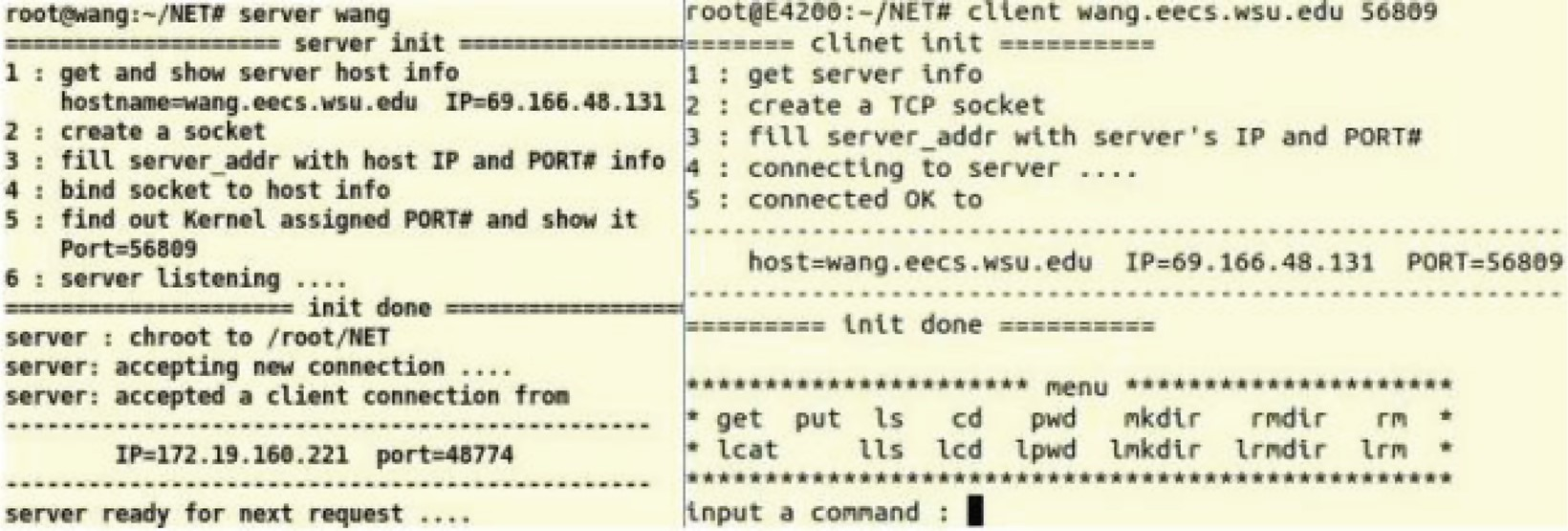 TCP server-client for file operations