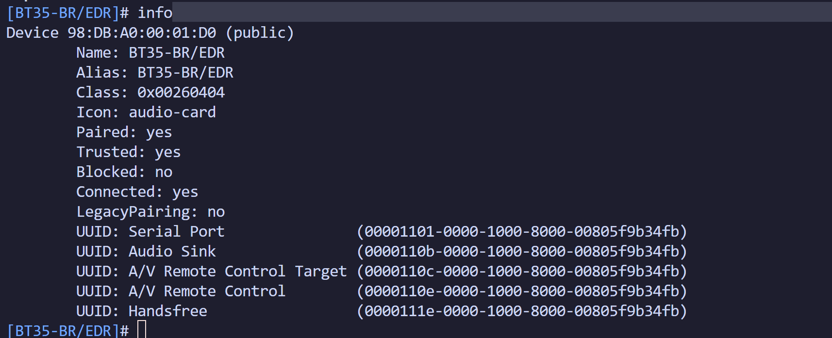 Linux命令行连接蓝牙设备