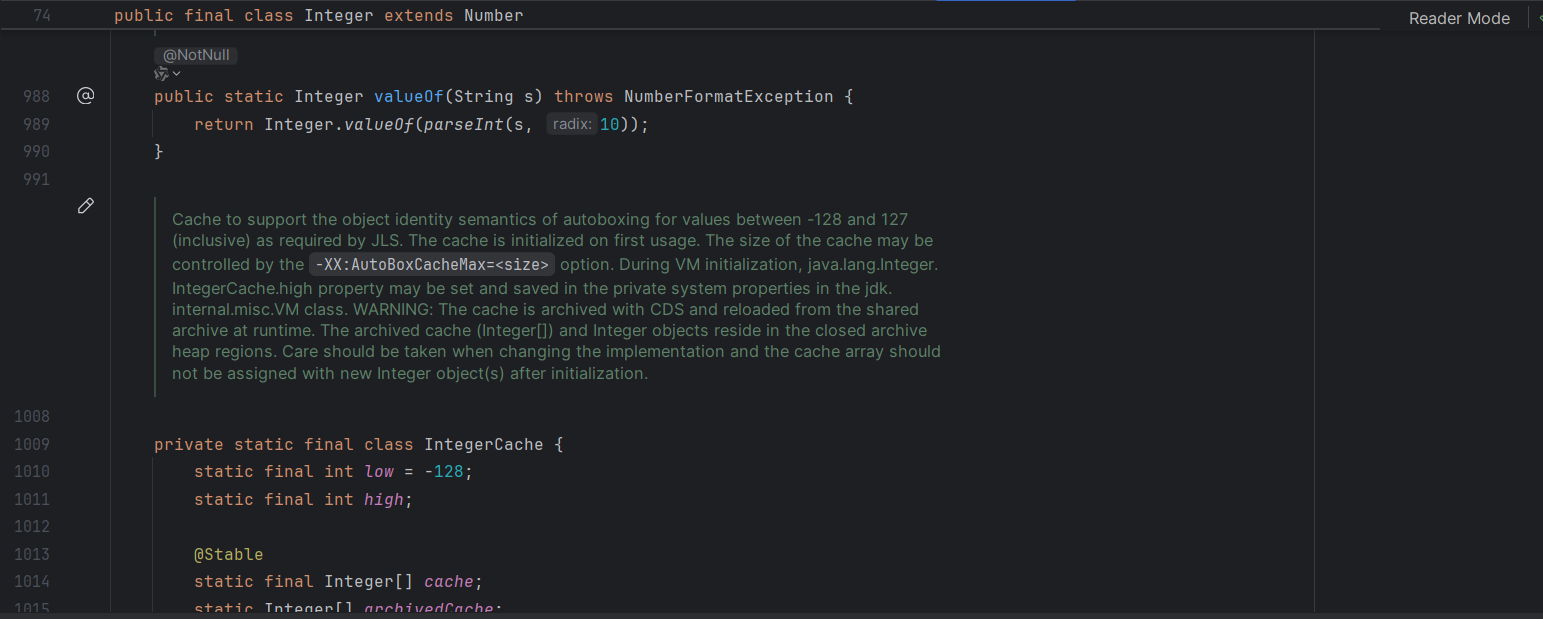 Integer 的缓存机制