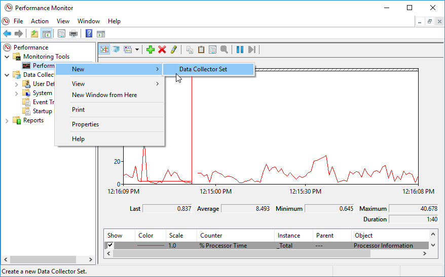 PerfMon new data collector set