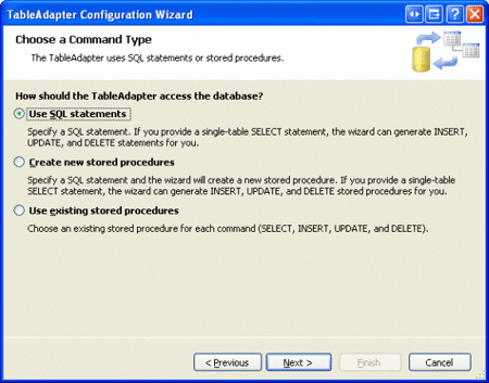 指定要使用即席 SQL 语句检索的数据