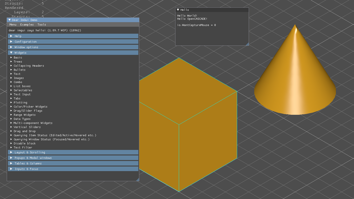 OpenCASCADE GLFW IMGUI