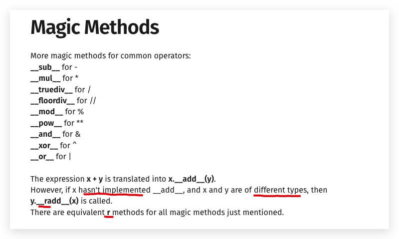 Operator Overloading in Python - HedgeDoc